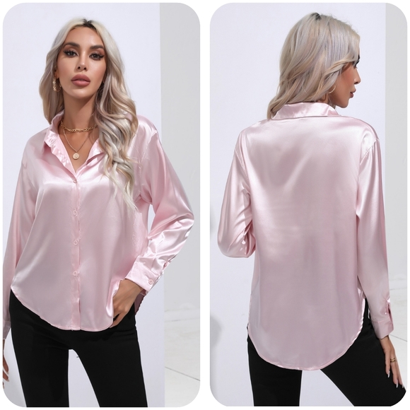 Pink Collared Neck Buttoned Long Sleeve Shirt - Picture 3 of 6